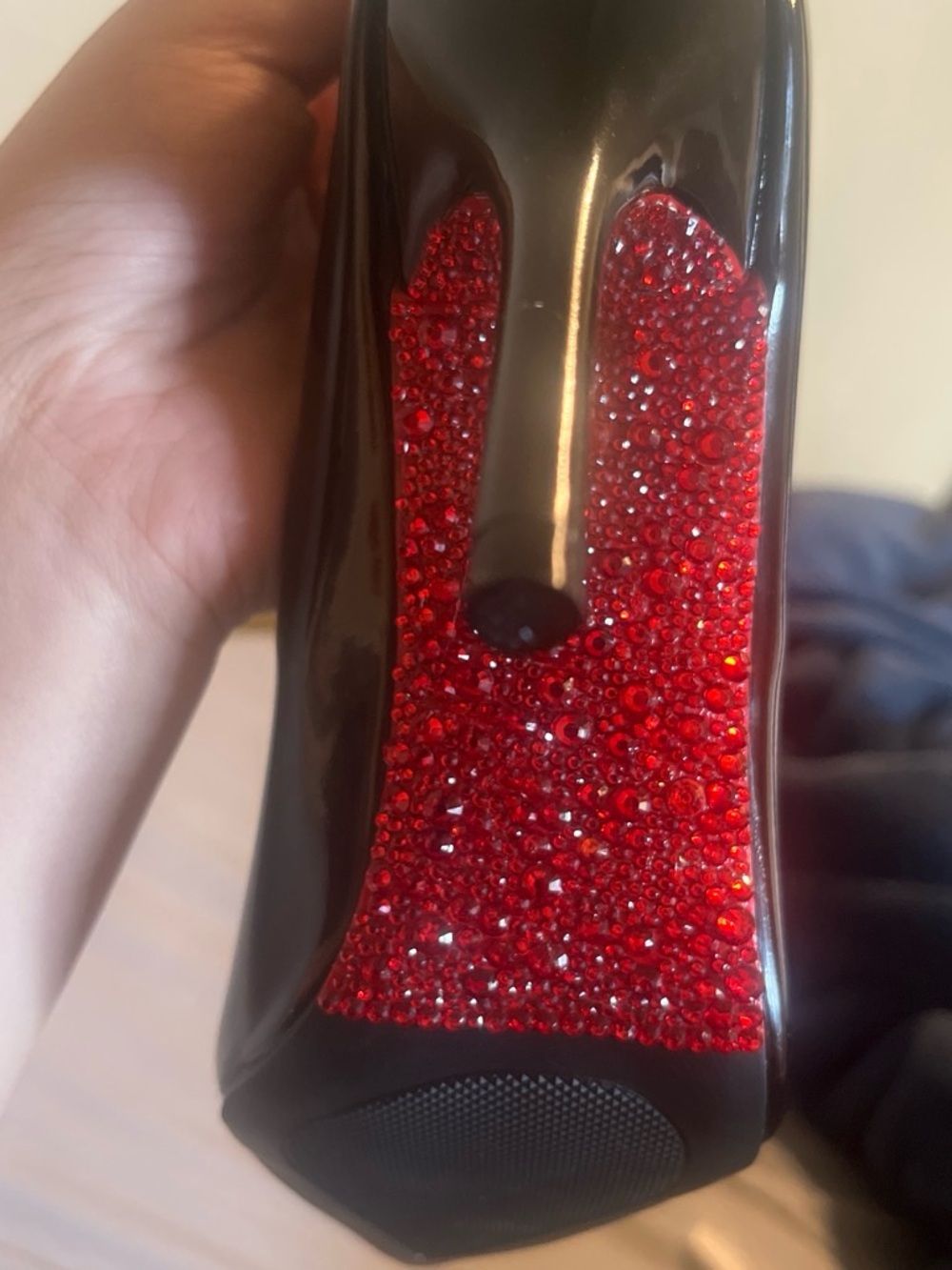 Red bottom with rhinestones